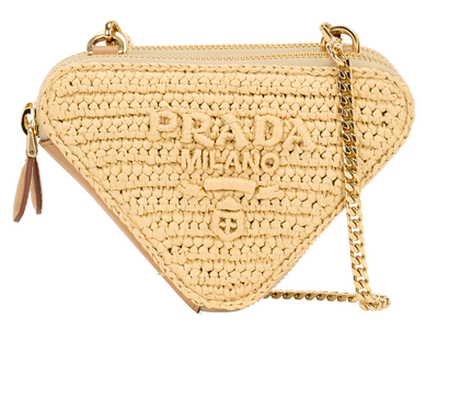 Mini Contenitori Chain Shoulder, &pound;695, Handbags, Beige, Leather/Raffia, Front view